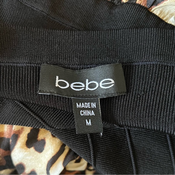 Bebe Dress Black and Leopard Dress Size M NWOT - Picture 3 of 6